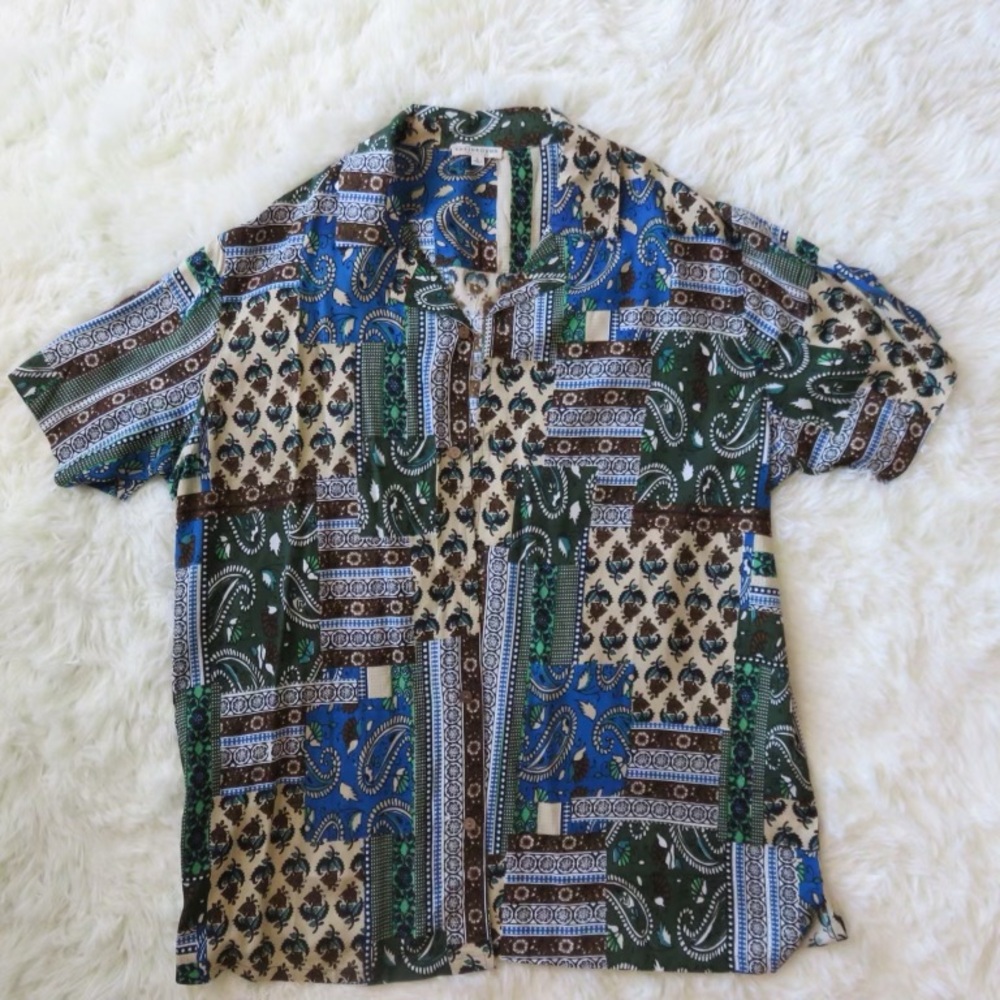 EARTHBOUND Blue and Green Patterned Casual Shirt